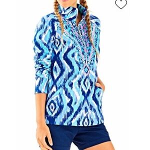 Lilly Pulitzer Skipper Popover in Blue Swish Skipped a Beach Print Size M